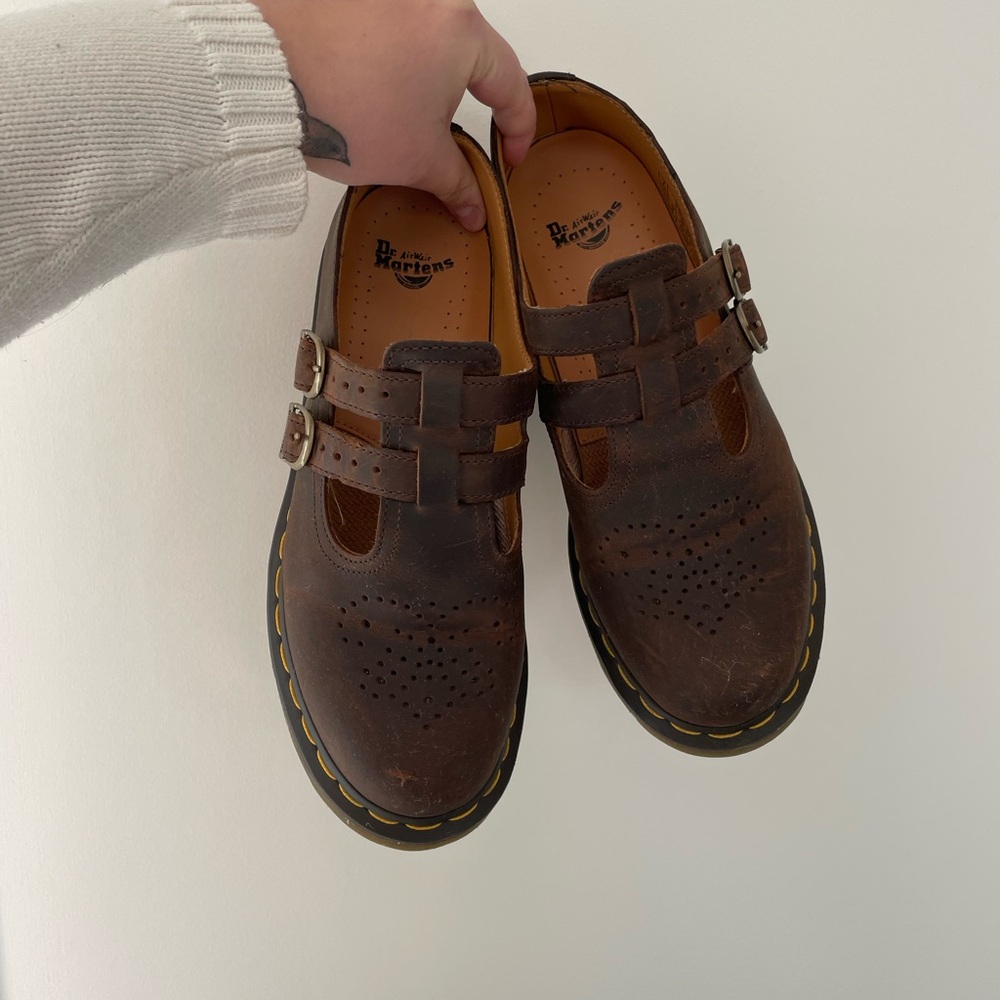 Dr. Martens Dark Brown Leather Buckle Shoes